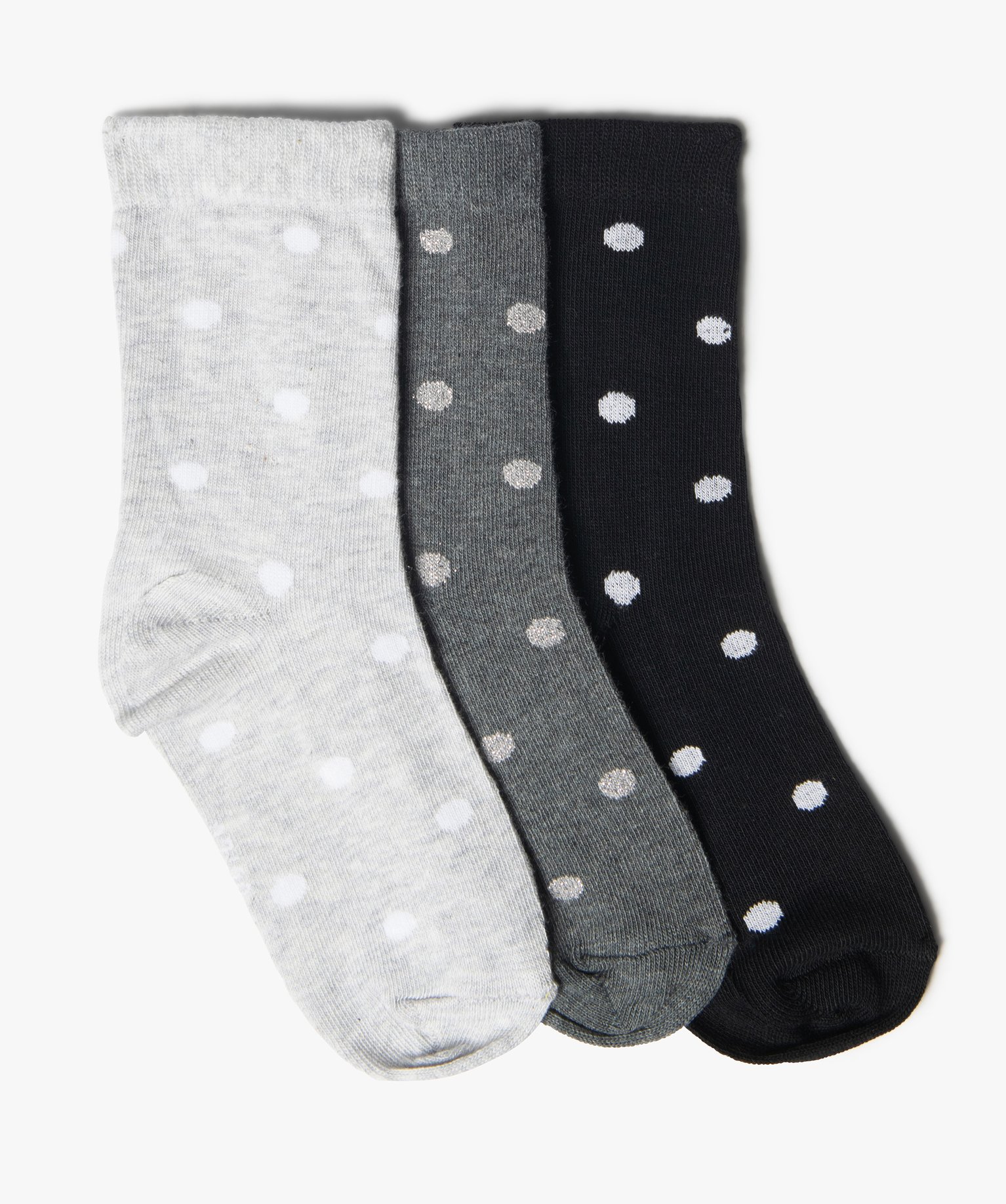 Chaussettes hautes à pois fille (lot de 3) noir | GEMO