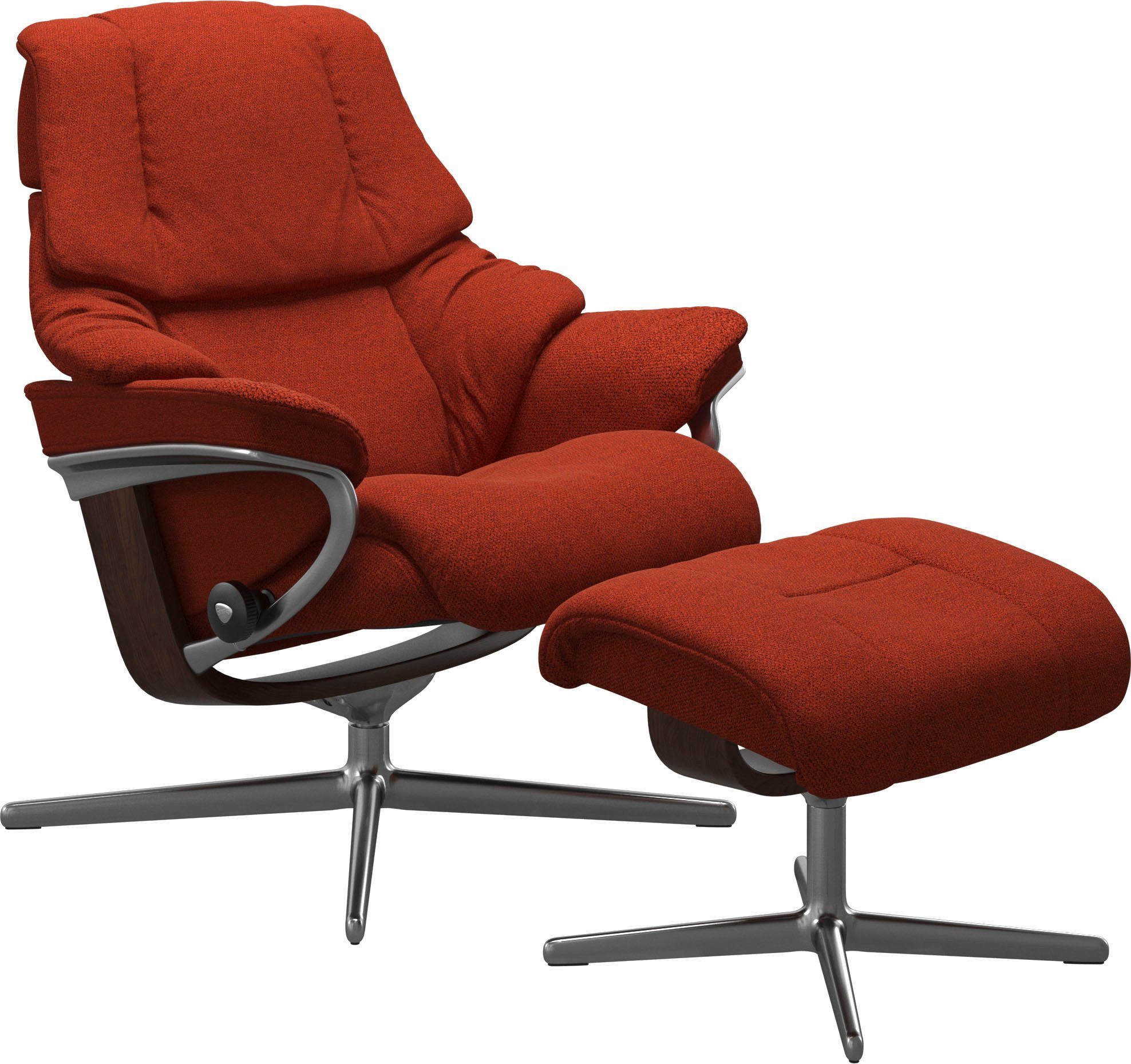 Stressless® Relaxsessel Reno (Set, Relaxsessel mit Hocker), mit Hocker, mit Cross Base, Größe S, M & L, Holzakzent Braun