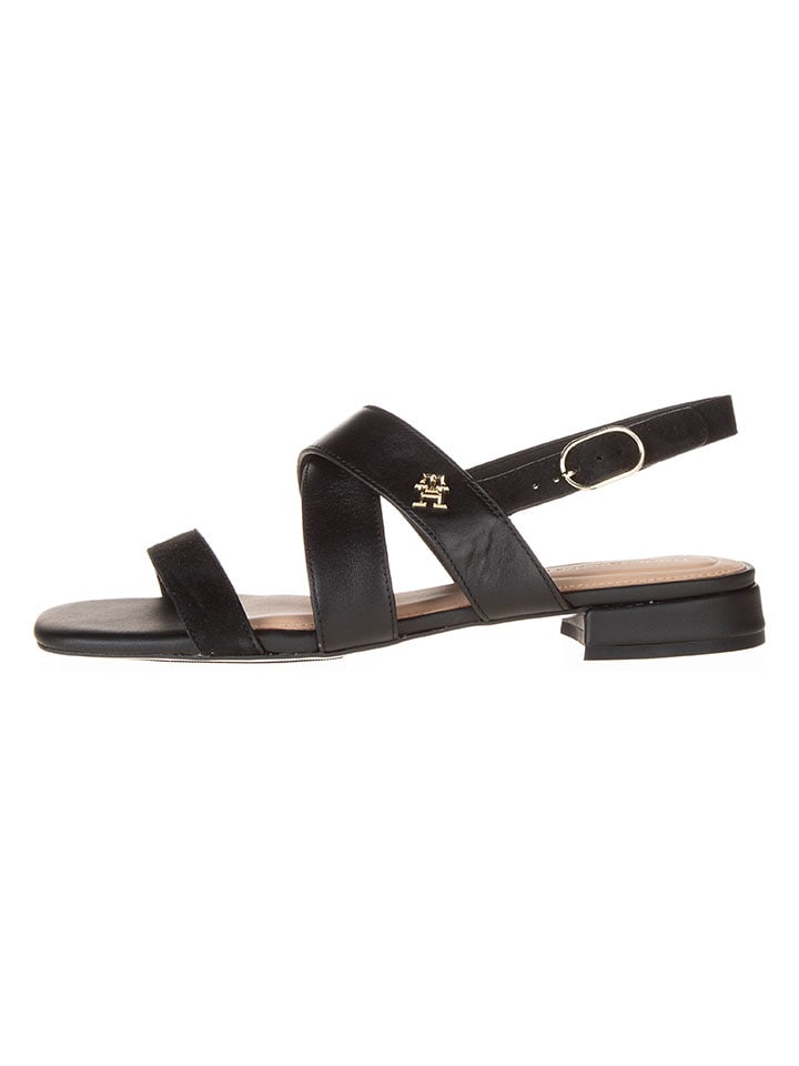 Tommy Hilfiger Shoes Leder-Sandalen in Schwarz günstig kaufen