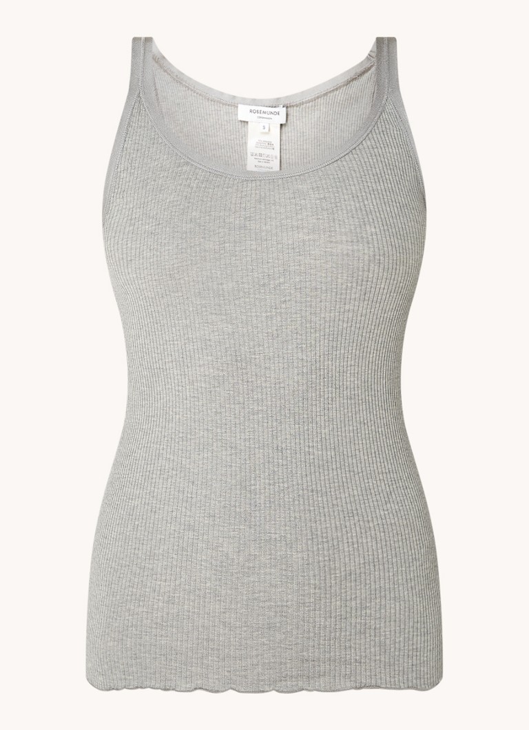 Top Rosemunde Belle in maglia a coste di misto seta con scollo rotondo
