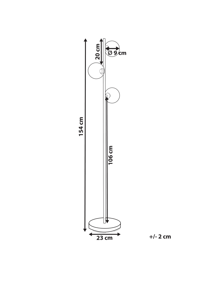 Beliani Stehleuchten RAMIS in Silber - (W) 23 x (H) 154 x (L) 23 cm günstig kaufen onesize