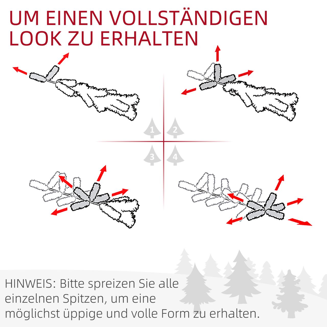 HOMCOM Weihnachtsbaum Christbaum Kunsttanne Tannenbaum mit Metallfuß