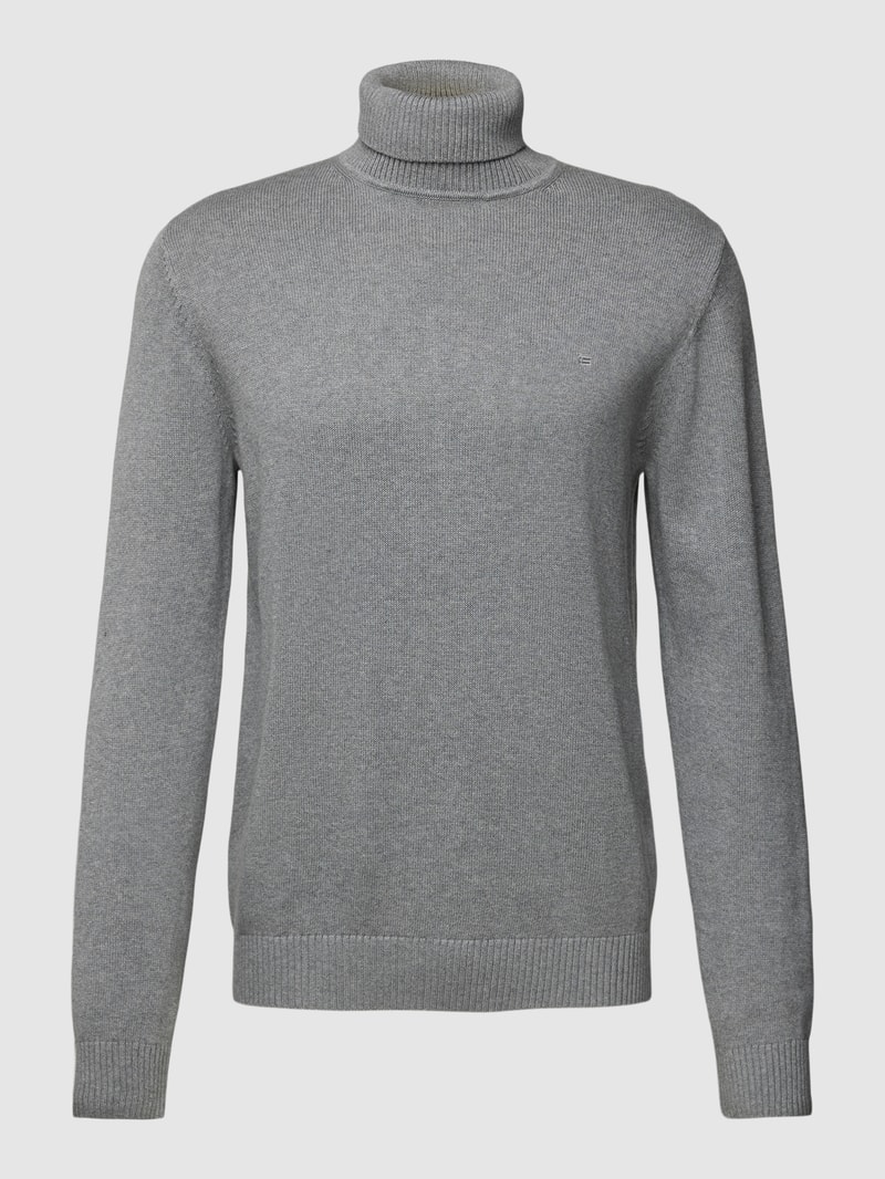 Strickpullover mit Rollkragen in mittelgrau meliert