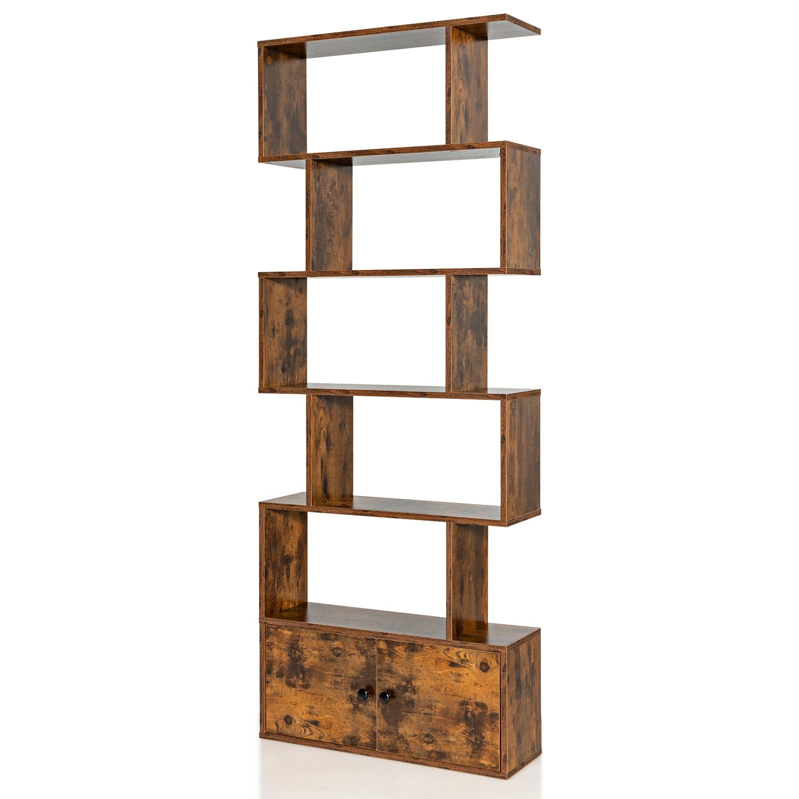 COSTWAY Bücherregal 6 Ebenen Standregal, 183 x 70 x 23 cm, aus Holz