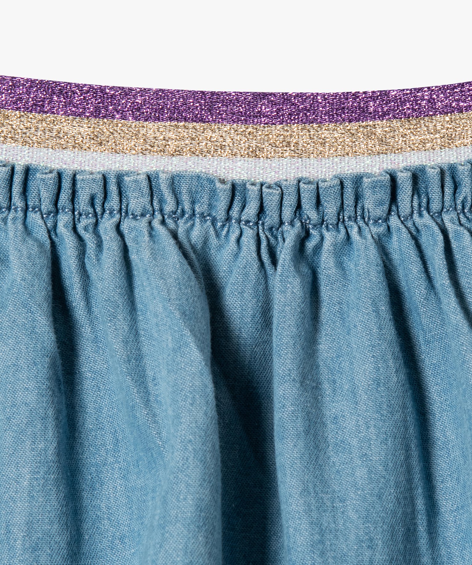 Jupe en jean à ceinture élastique pailletée fille stone | GEMO
