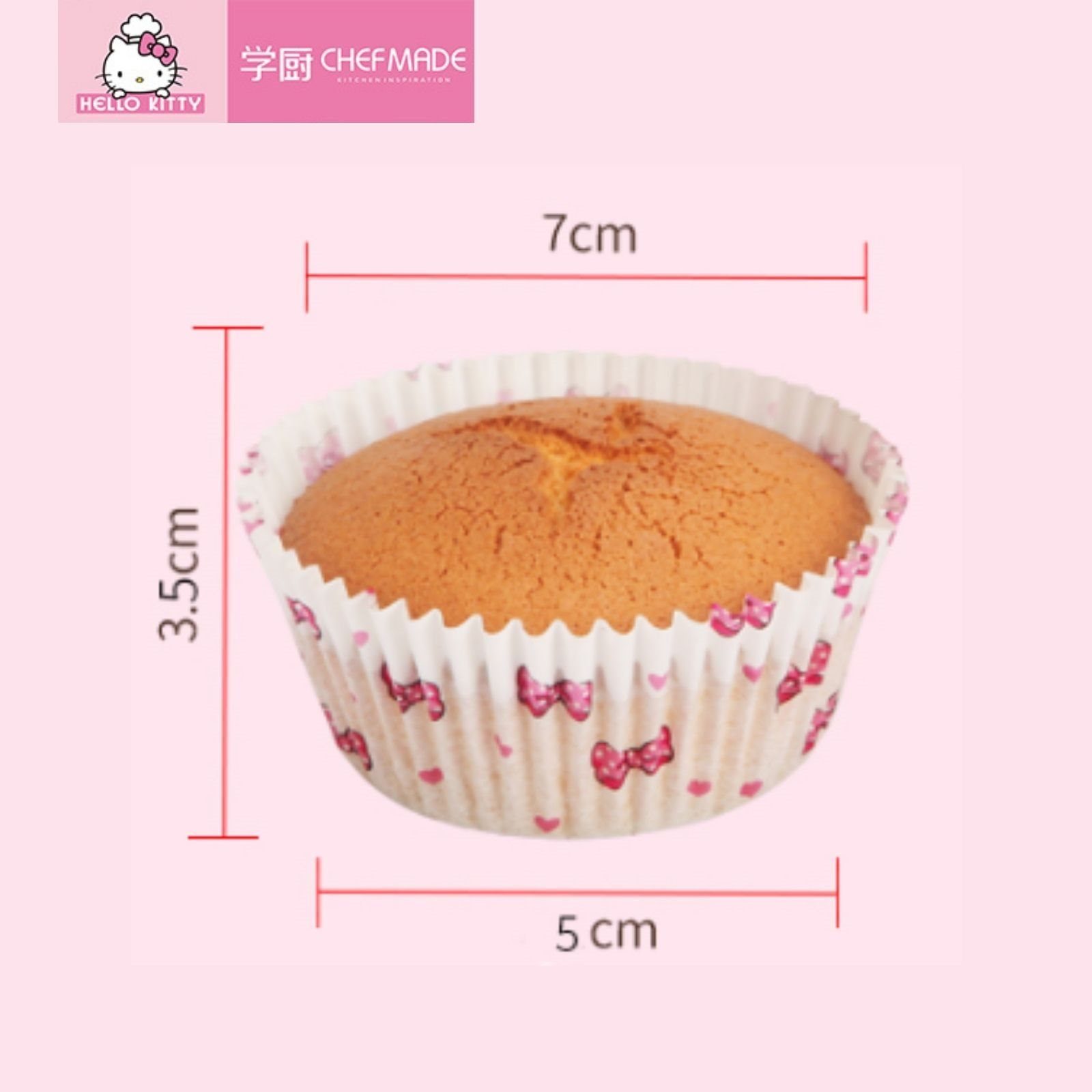 Chefmade Muffinform Papierförmchen für Muffins 100 Stk Pergamentpapier, (CHEFMADE, HELLO KITTY, Pink, 100 Stück Papierförmchen für Muffins, Cupcakes, Mini Kuchenförmchen, Partyförmchen, Papierbackfomen, Portionsförmchen 1-tlg), Muffinform Papier - Cu