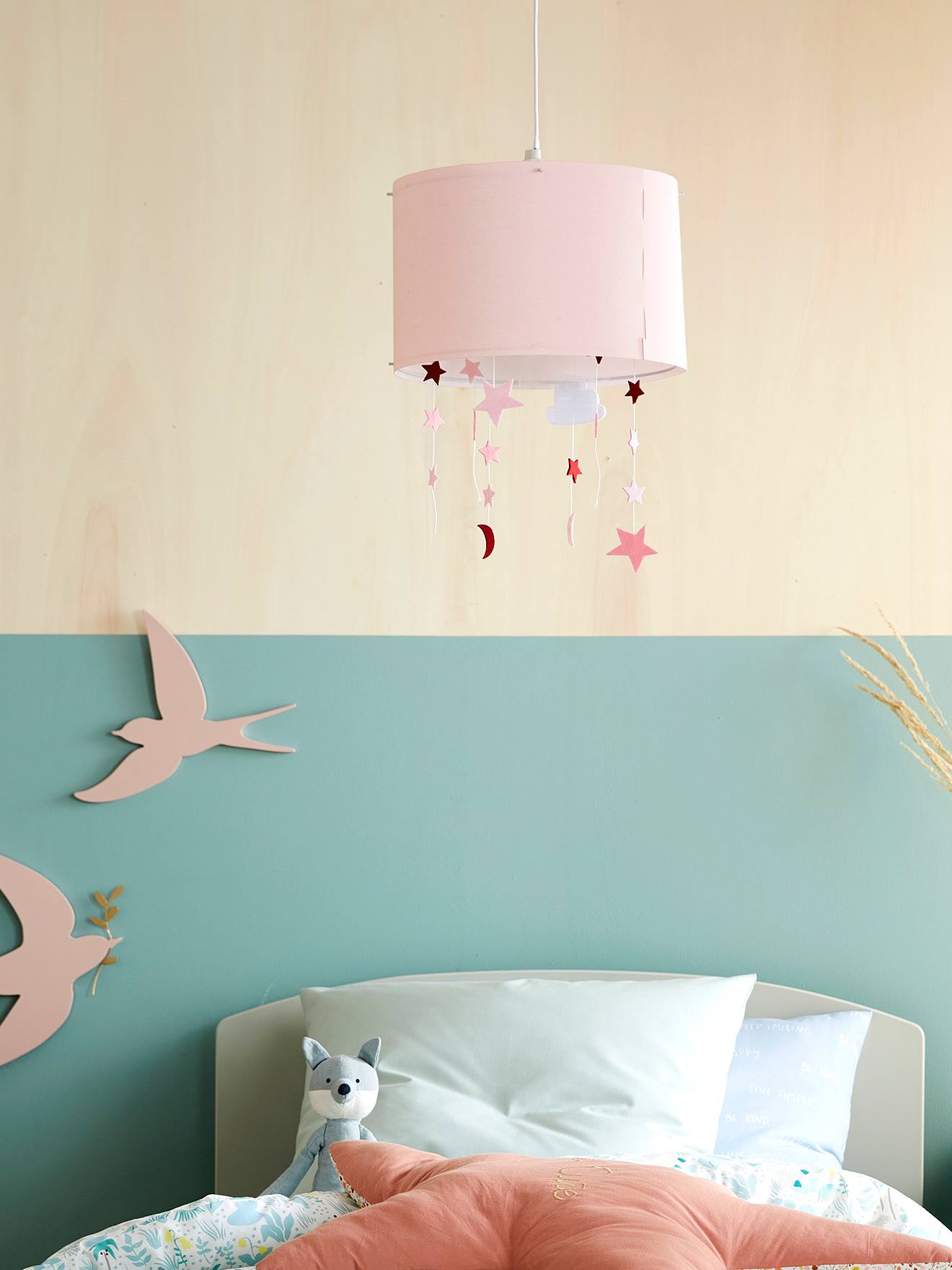 Vertbaudet Kinderzimmer Lampenschirm WOLKE UND STERNE - rosa