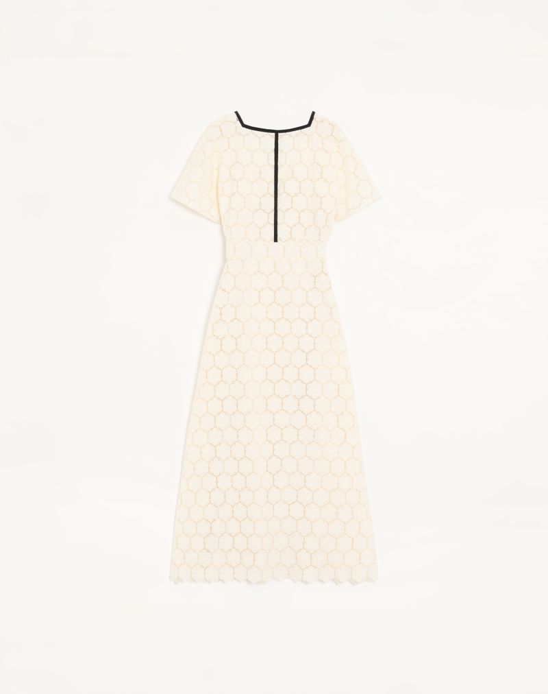 Vestido Midi Em Algodão Fleurs A' Jours
