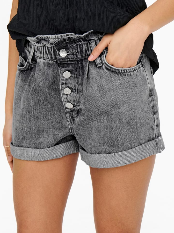 ONLY Kurze Bermuda Denim Jeans Shorts mit elastischem Bund ONLCUBA in Grau günstig kaufen XS