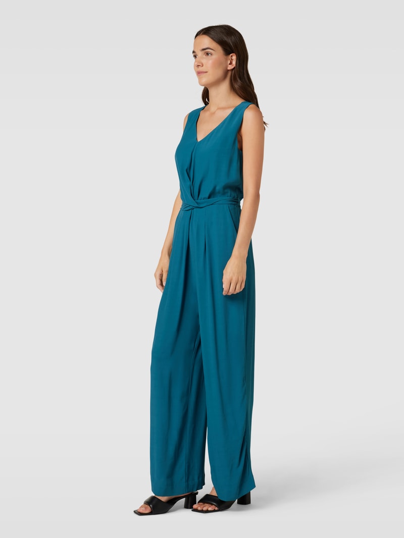 Jumpsuit aus Viskose mit Allover-Muster in petrol