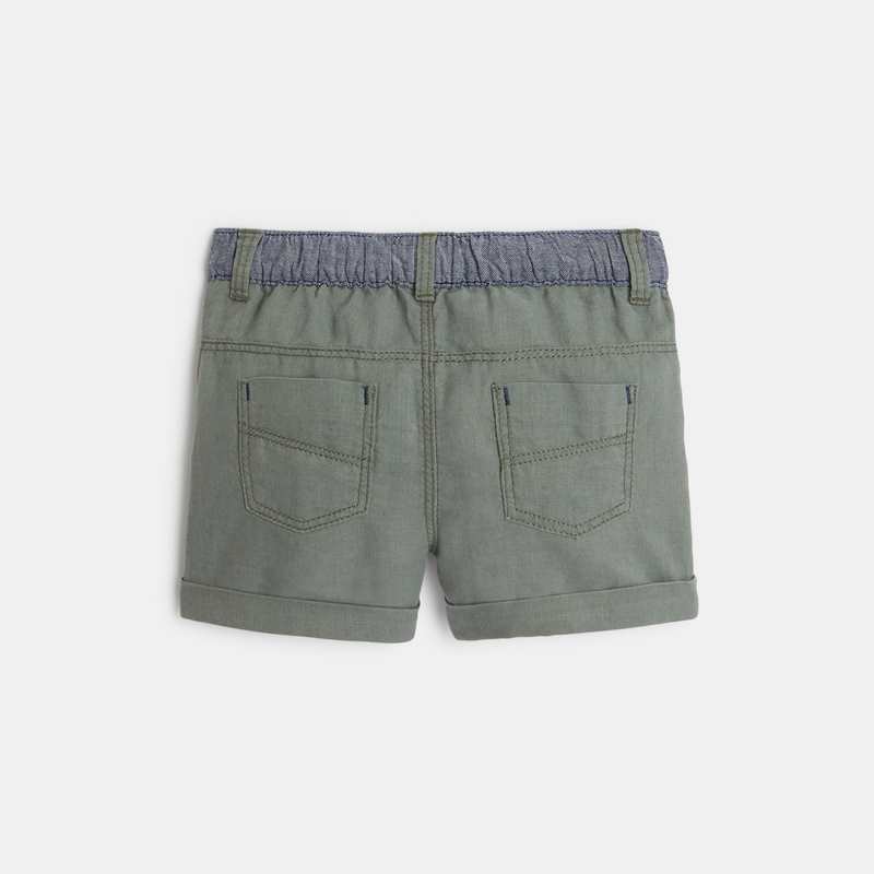 Short en lin et coton vert bébé garçon