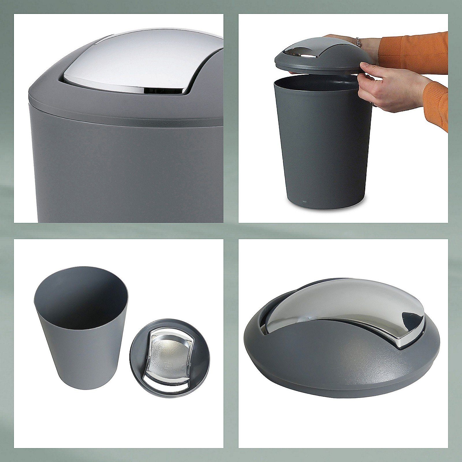 kela Kosmetikeimer Marta, 5 Liter, Schwingdeckeleimer, Deckel abnehmbar, matte Optik, Kunststoff