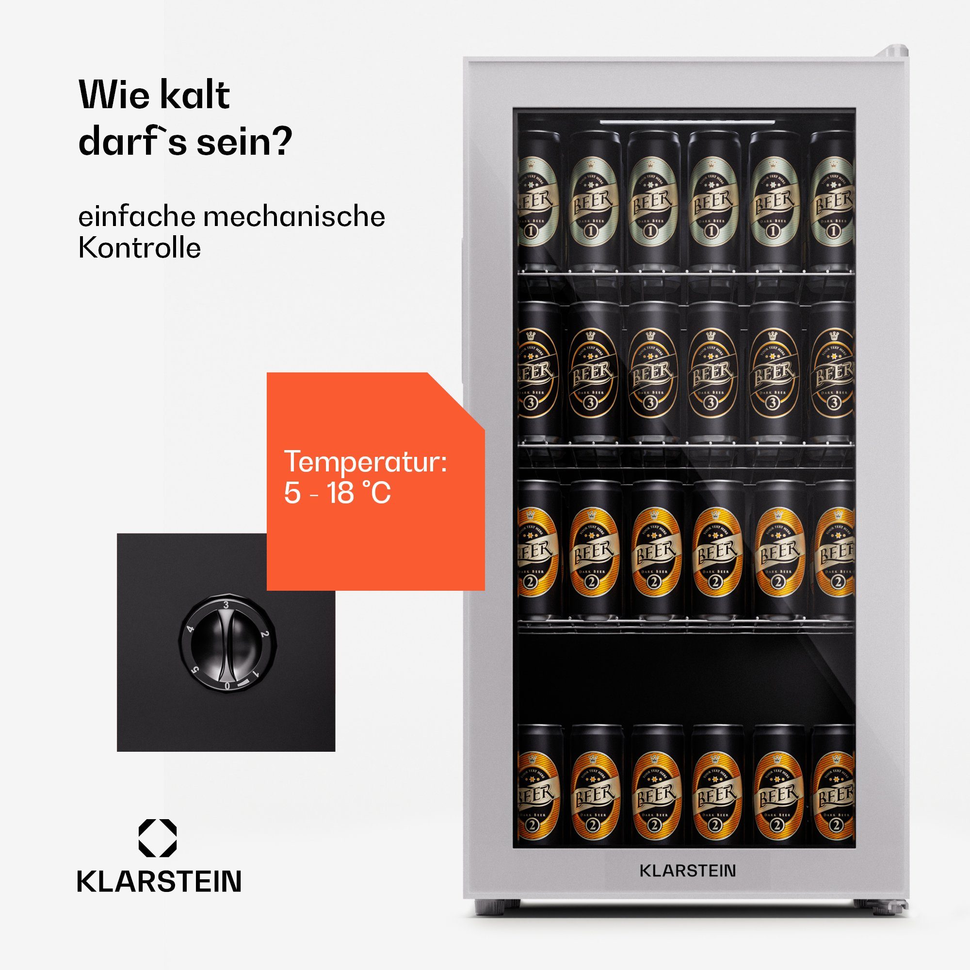 Klarstein Getränkekühlschrank HEA-Bersafe-74-wh 10045533A, 84 cm hoch, 43 cm breit, Bier Hausbar Getränkekühlschrank Flaschenkühlschrank Glastür