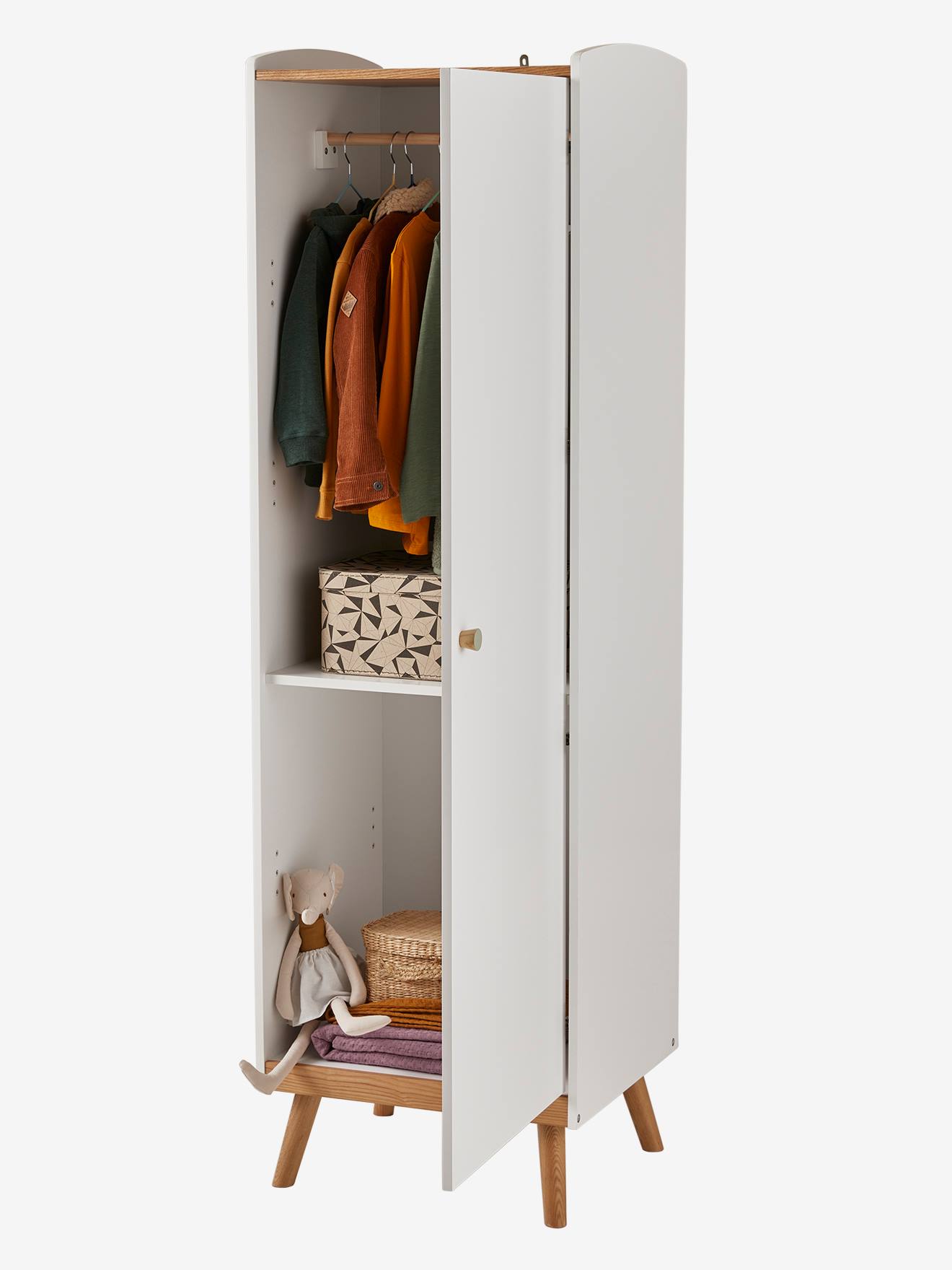 Vertbaudet Kinderzimmerschrank KONFETTI, 1 Tür - weiß/natur