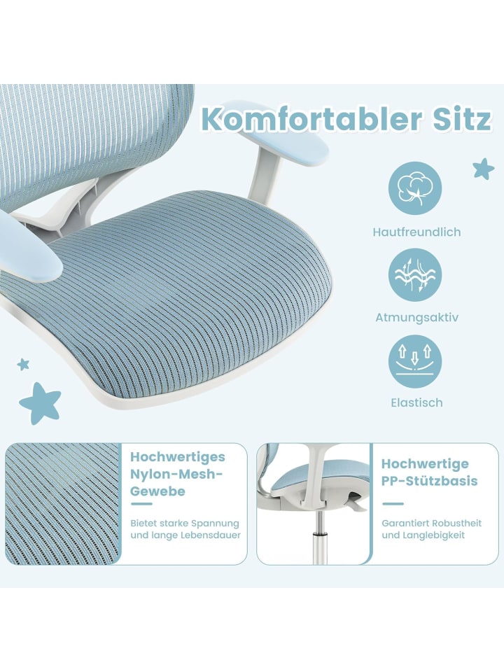 COSTWAY Schreibtischstuhl ab 6 Jahren in Blau günstig kaufen onesize
