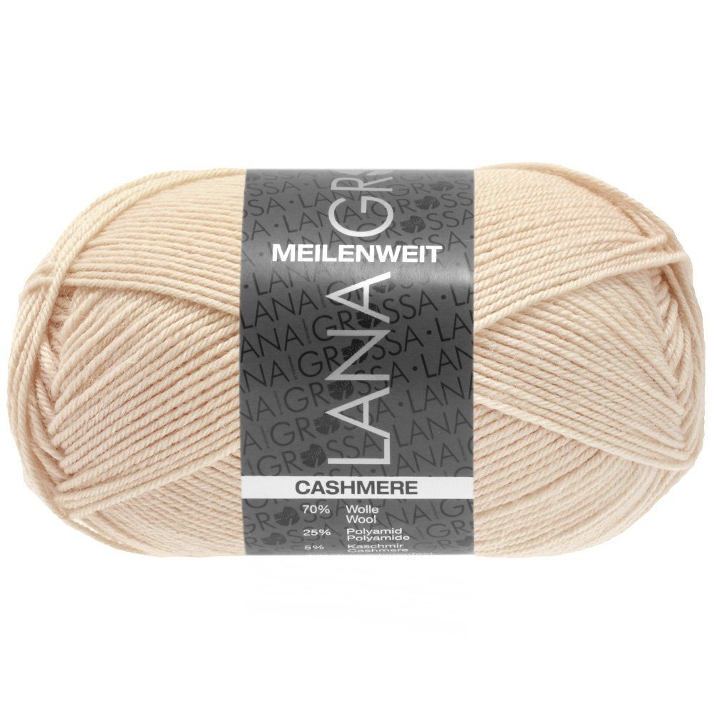 LANA GROSSA MEILENWEIT 50 g CASHMERE Häkelwolle, 210 m (weiche 4-fach Sockenwolle mit Kaschmir-Anteil), 50 g