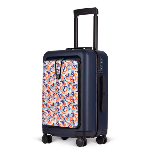 CDG 4-wheel hard-shell suitcase, Hoi An navy blue pouch