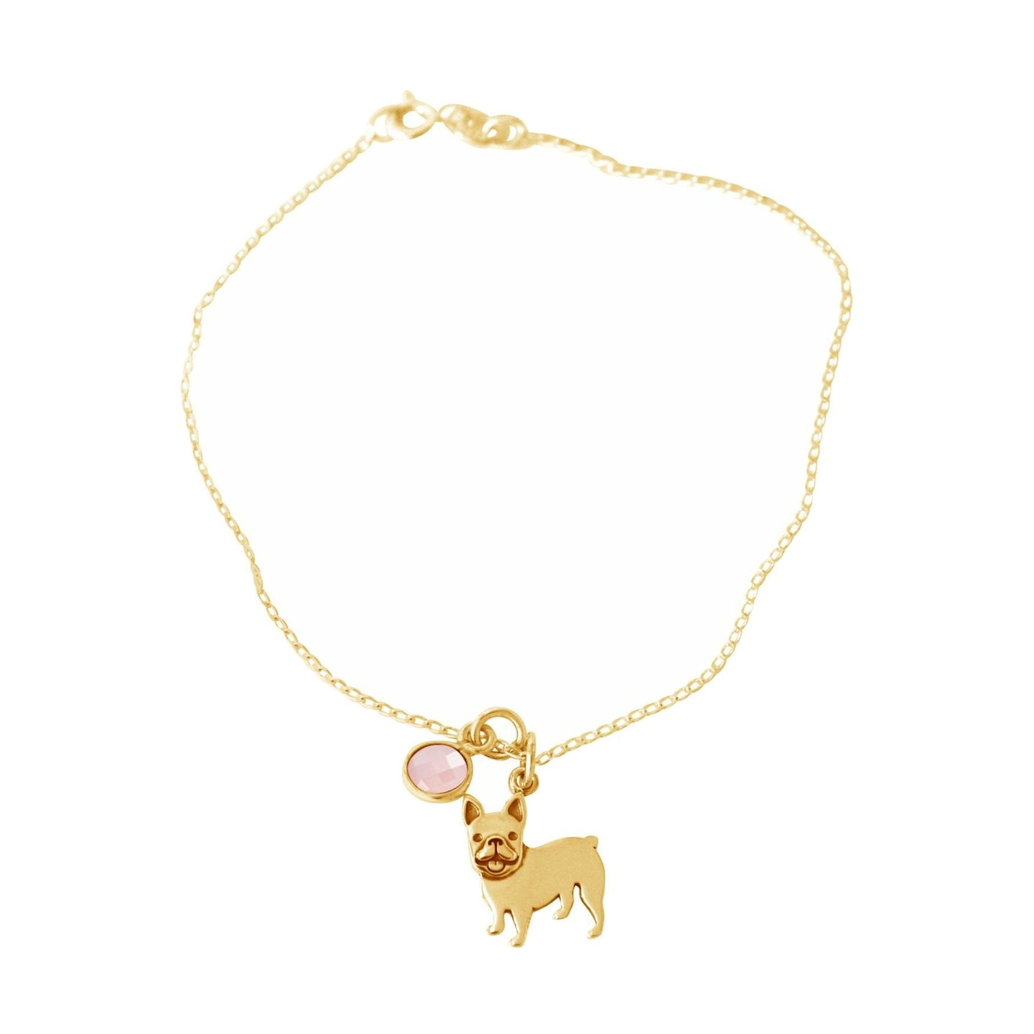 Armband 'FRANZÖSISCHE BULLDOGGE Hund Rosenquarz'