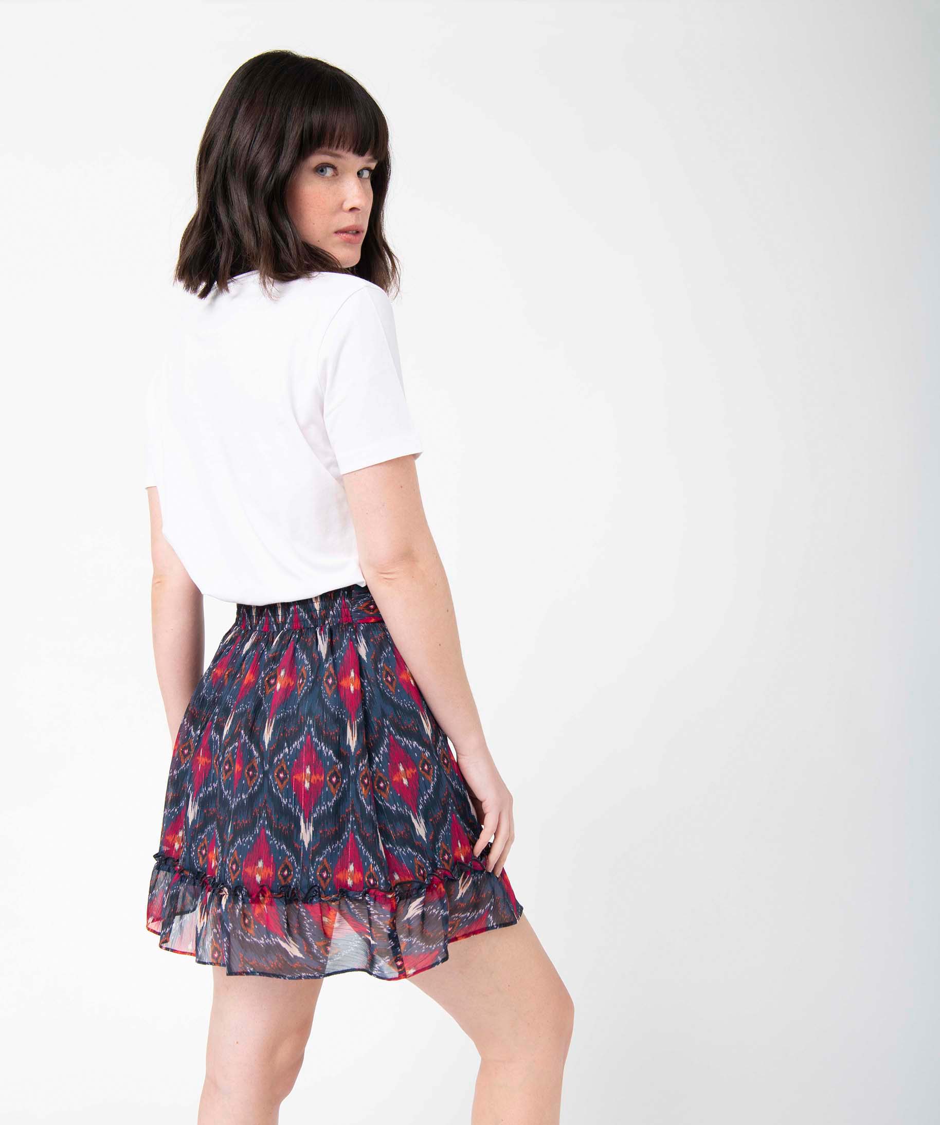 Tee-shirt femme à manches courtes avec col V roulotté blanc | GEMO