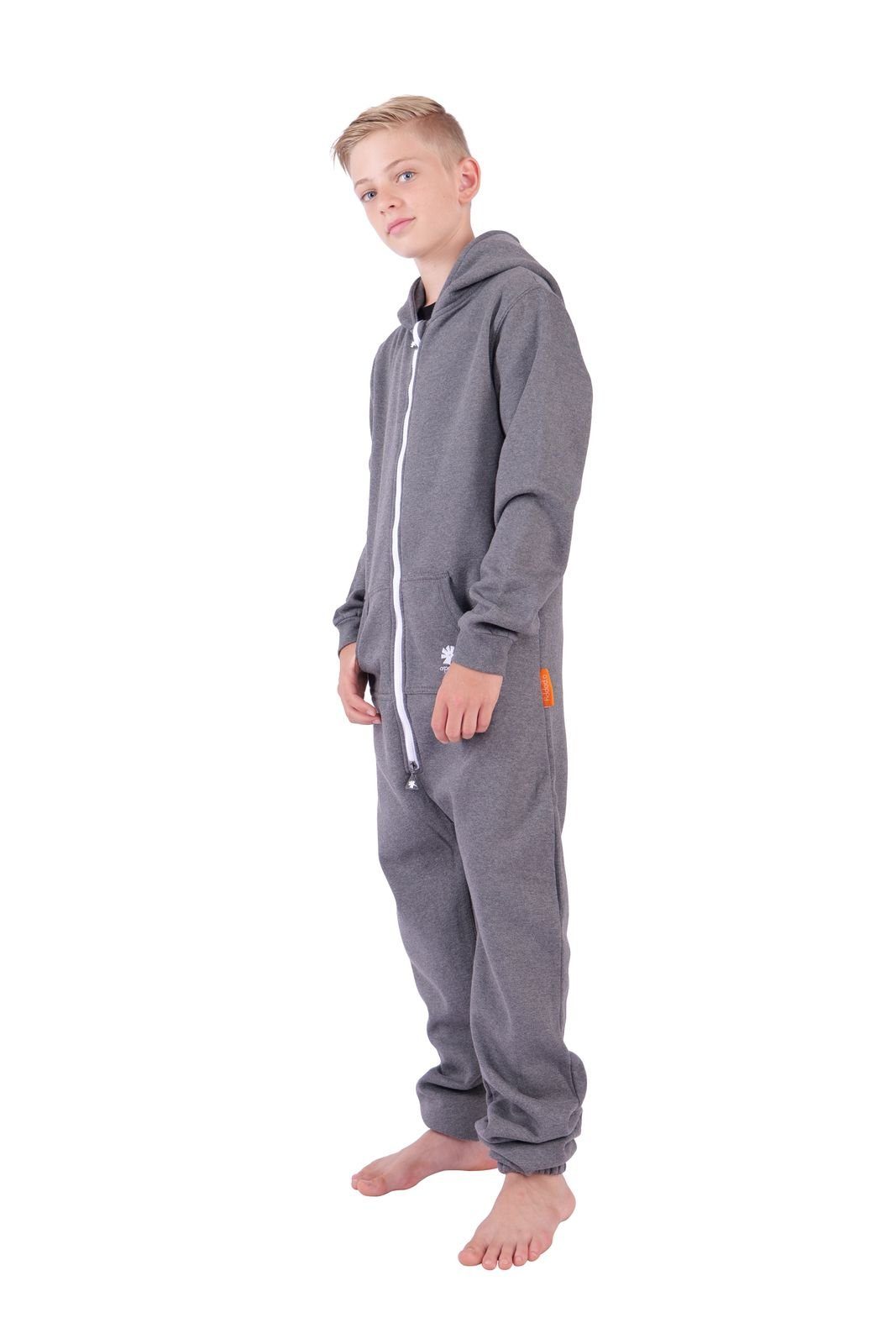 O'Poppy Jumpsuit Kinder dunkelgrau (1-tlg) Zwergen Kapuze und Eingrifftaschen