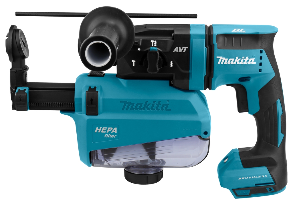 Makita DHR182ZWJU Kombihammer 18 Volt (ohne Akkus und Ladegerät) + mit Staubabsaugung und AWS-Sender