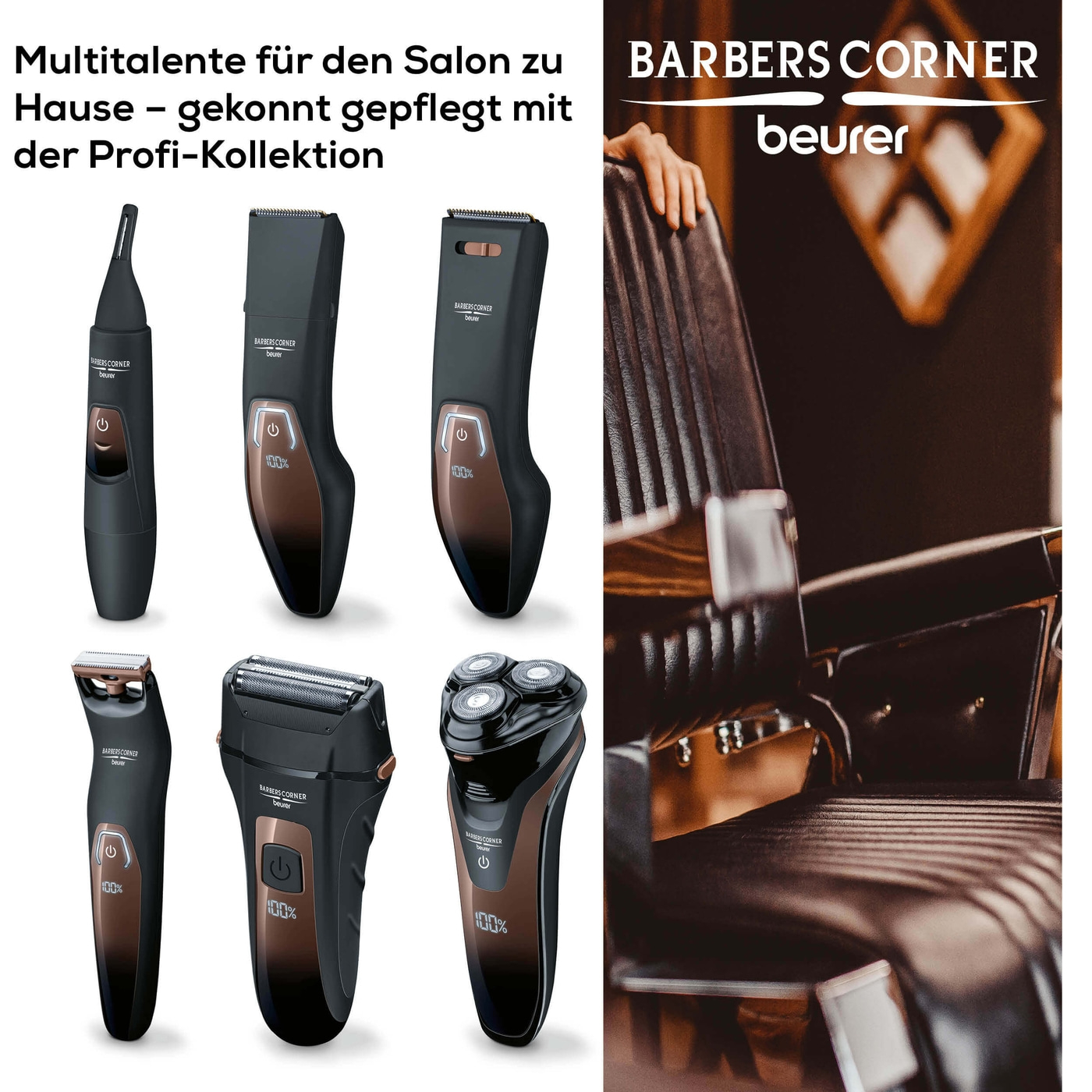 Beurer HR 8000 Rotationsrasierer-Rotationrasierer mit Präzisionsschneidesystem, 2-in-1 Bart & Kotelettenstyler