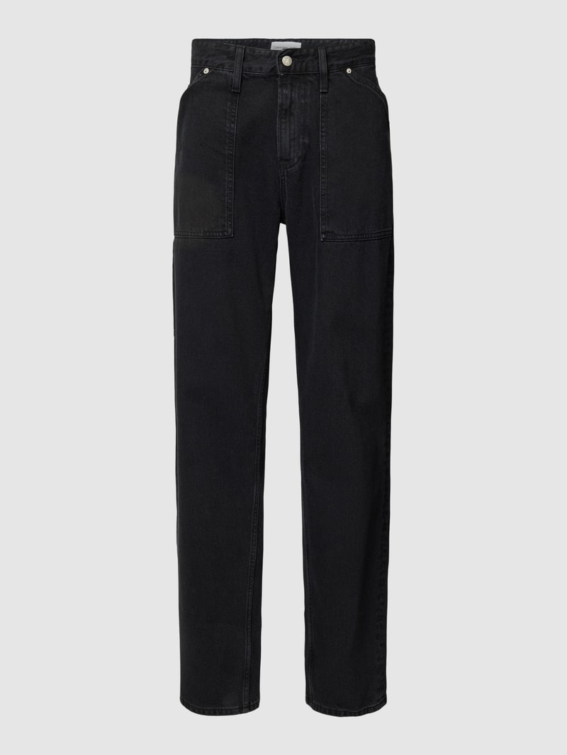 Straight Fit Jeans mit seitlichen Eingrifftaschen in black