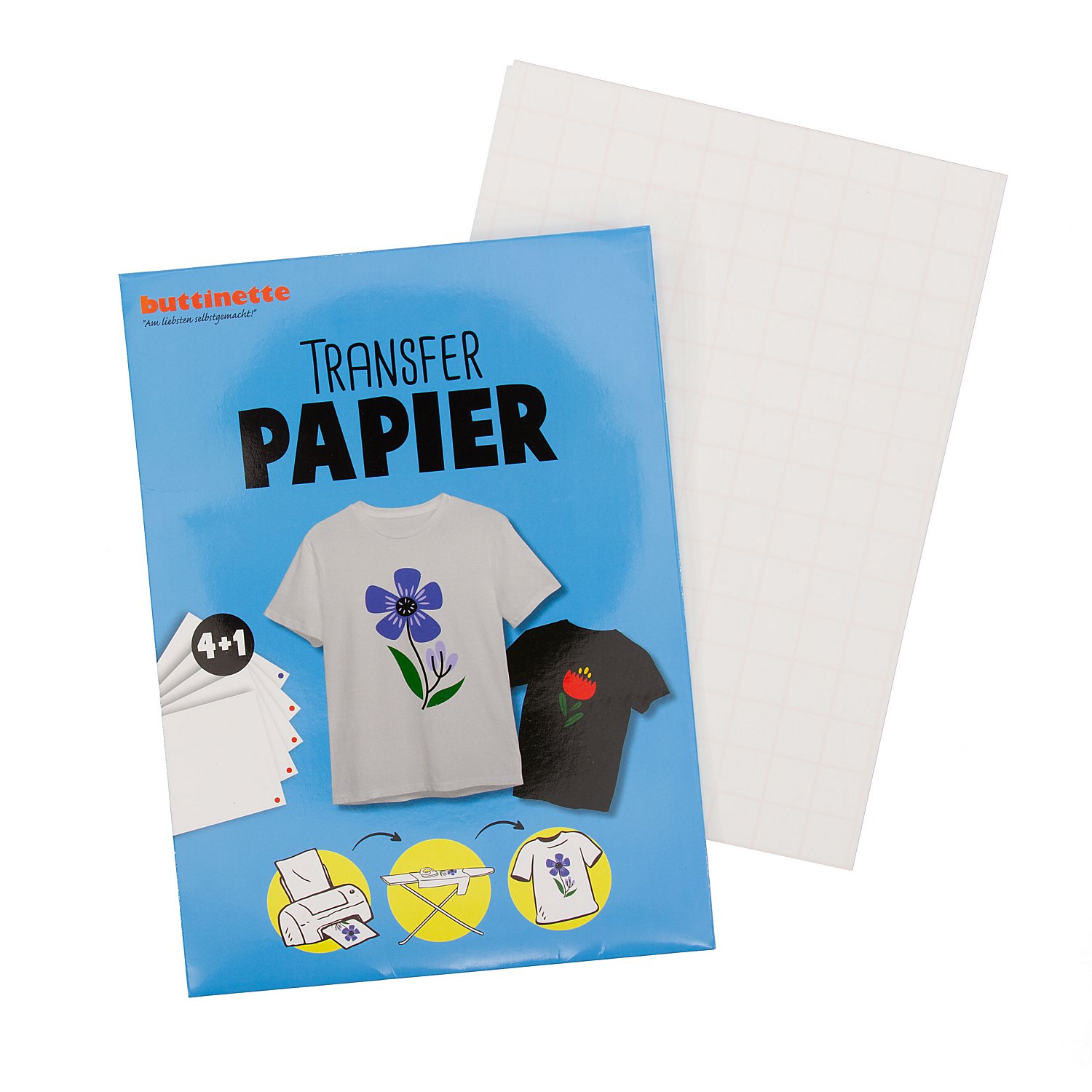 buttinette Transferpapier, für helle und dunkle Textilien, DIN A4, 5 Blatt