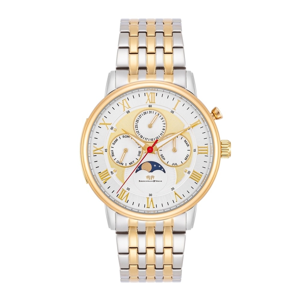 Rhodenwald & Söhne Multifonctions Moontime II Or jaune Acier inoxydable en Argent/or jaune Montre
