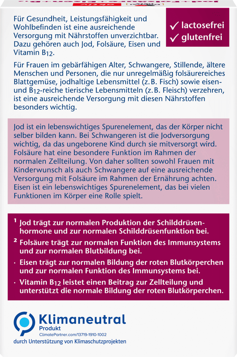 Jod + Folsäure + Eisen Tabletten 45 St., 20,4 g