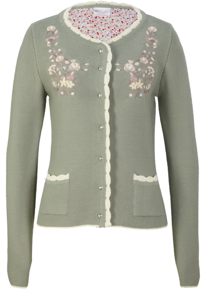 Hübsche Trachten-Strickjacke mit Stickerei