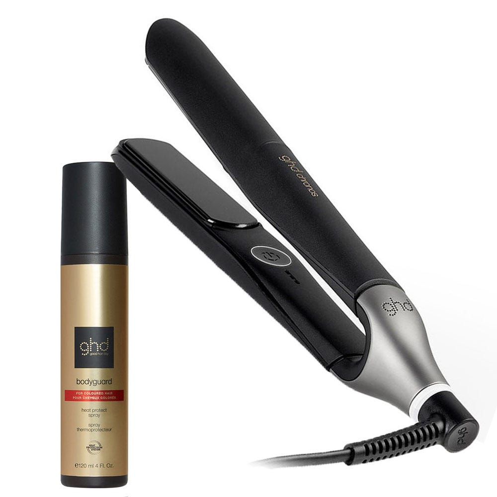 ghd chronos schwarz & bodyguard coloriertes Haar Hitzeschutz Pflegeduo