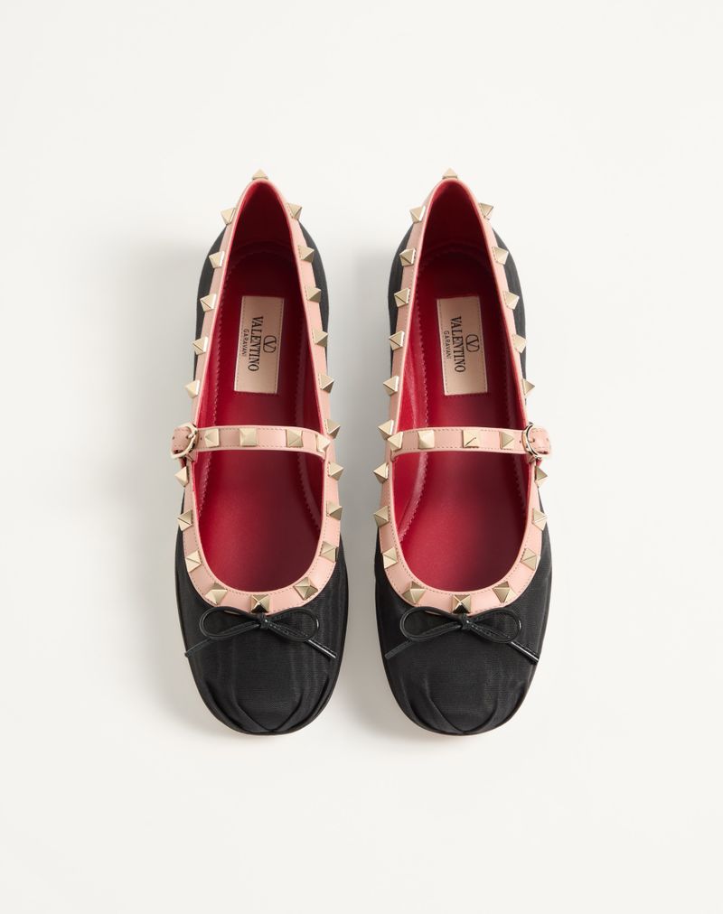 Mary-Jane Rockstud Ballerina i Moiré-stof 05 mm