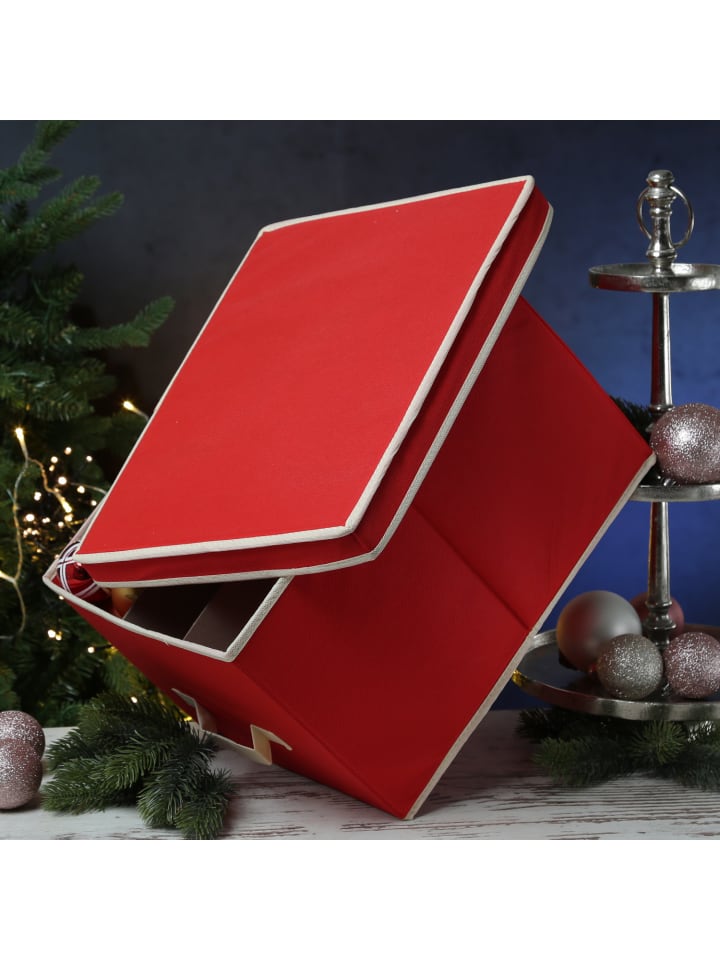 MARELIDA Aufbewahrungsbox für 24 Christbaumkugeln in rot günstig kaufen onesize