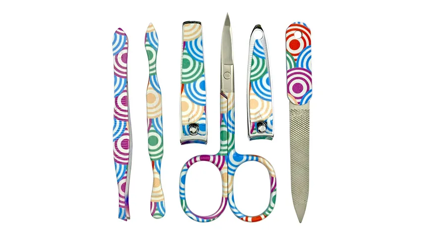 Rahmenmaniküre Etui, 6-teilig, Kreise, Glitzer Glitzer