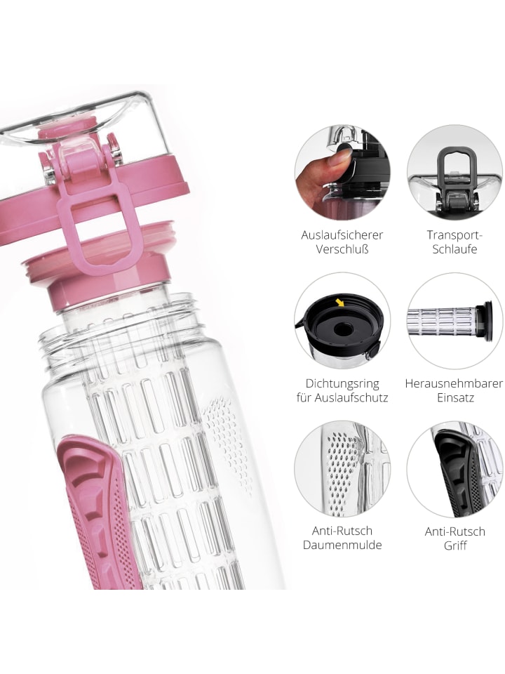 LA VAGUE VITALITY Trinkflasche mit Einsatz in rosa günstig kaufen 900ml