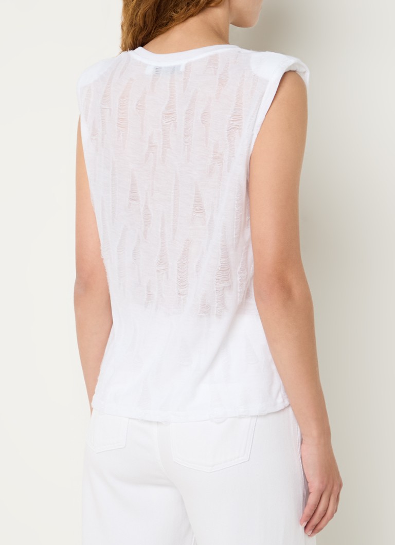 IRO Haice fine-knit top with shoulder pads and destroyed finish
