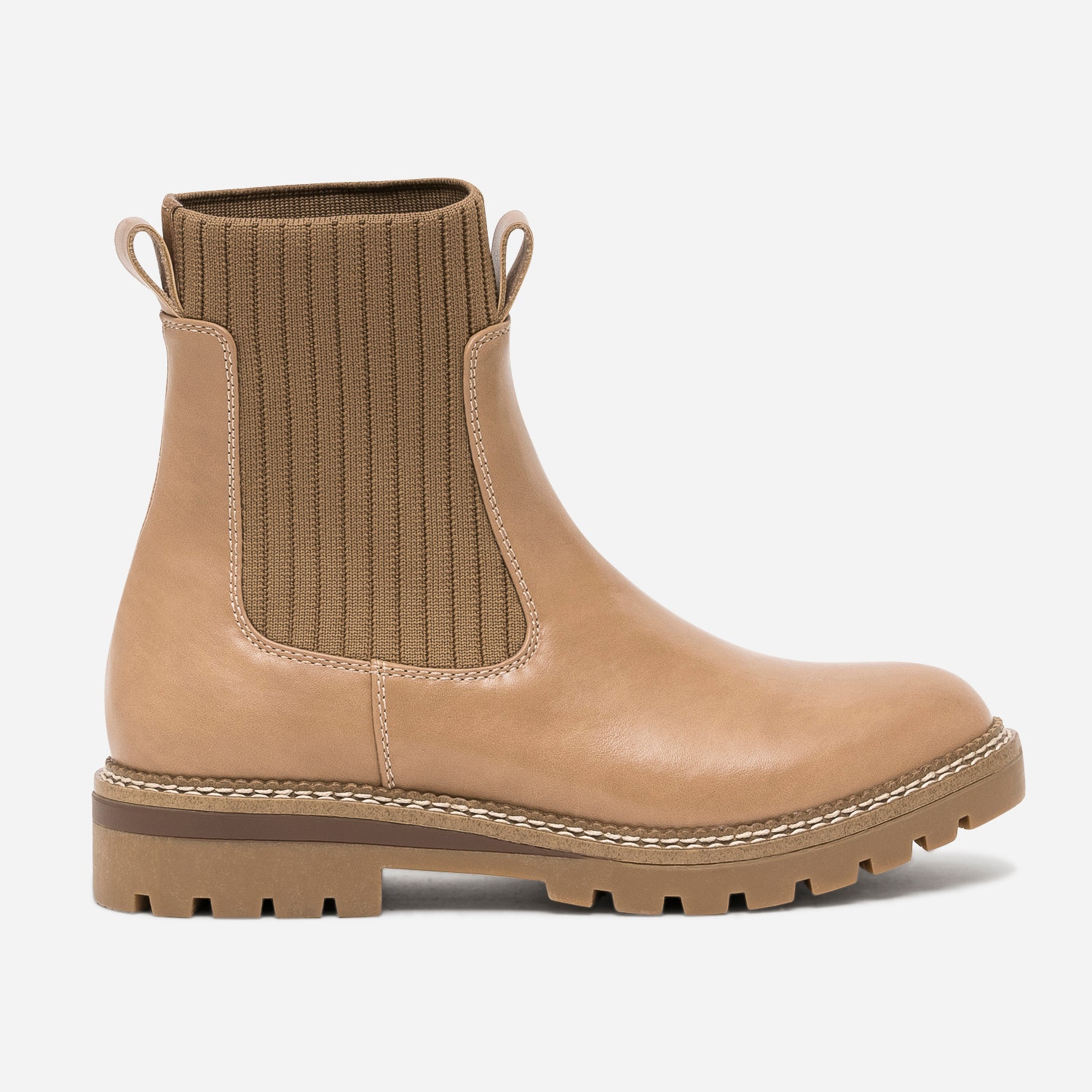 Chelsea boots camel à semelle crantée