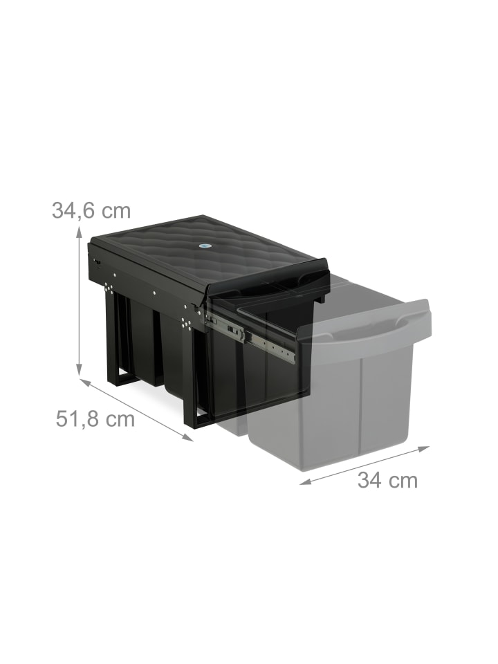 relaxdays Einbaumülleimer in Schwarz - 1x 15 l   2x 8 l günstig kaufen onesize