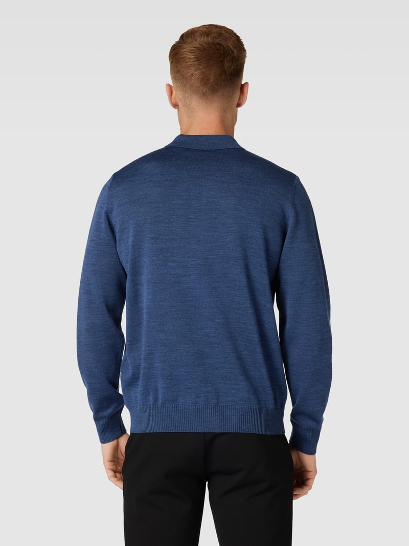Strickpullover mit Polokragen in ozean blau meliert