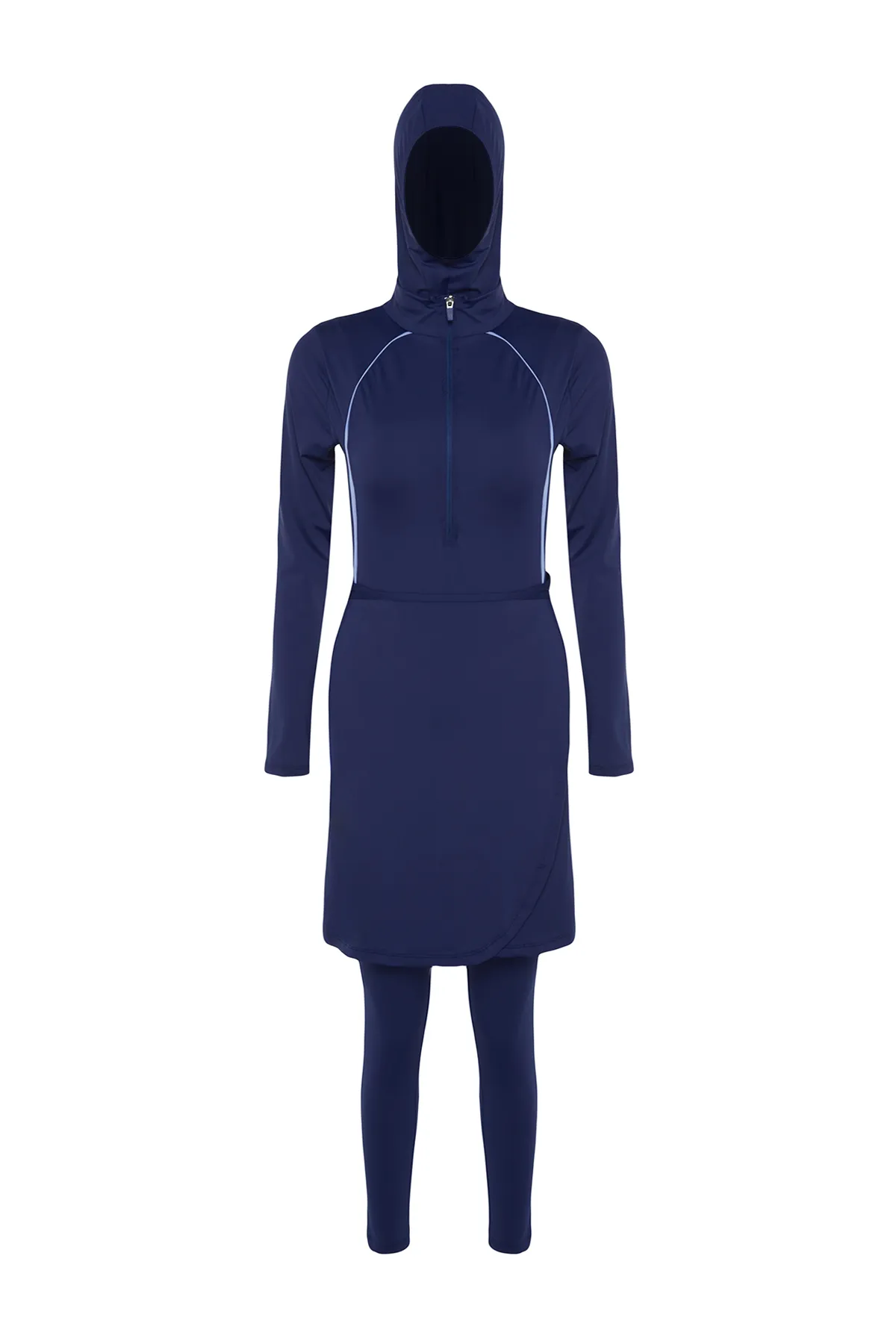 Trendyol Modest  Marineblaues 4-teiliges Surf-Badeanzug-Set mit Streifen und detailliertem Ausschnitt TCTSS22CF0018
