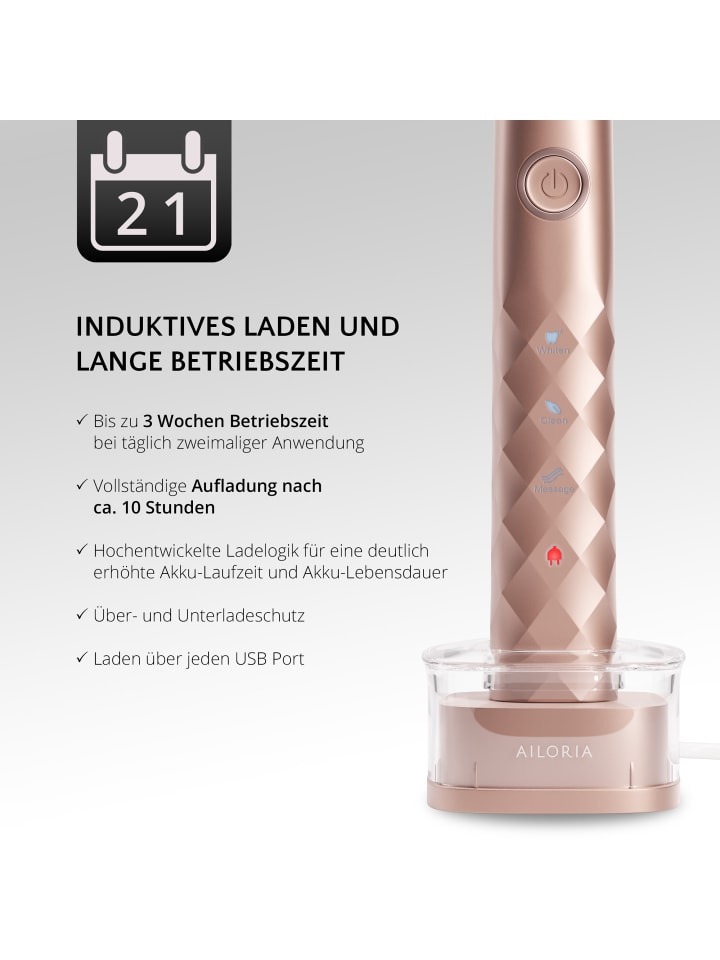 Ailoria SHINE BRIGHT USB-Schallzahnbürste in roségold günstig kaufen onesize