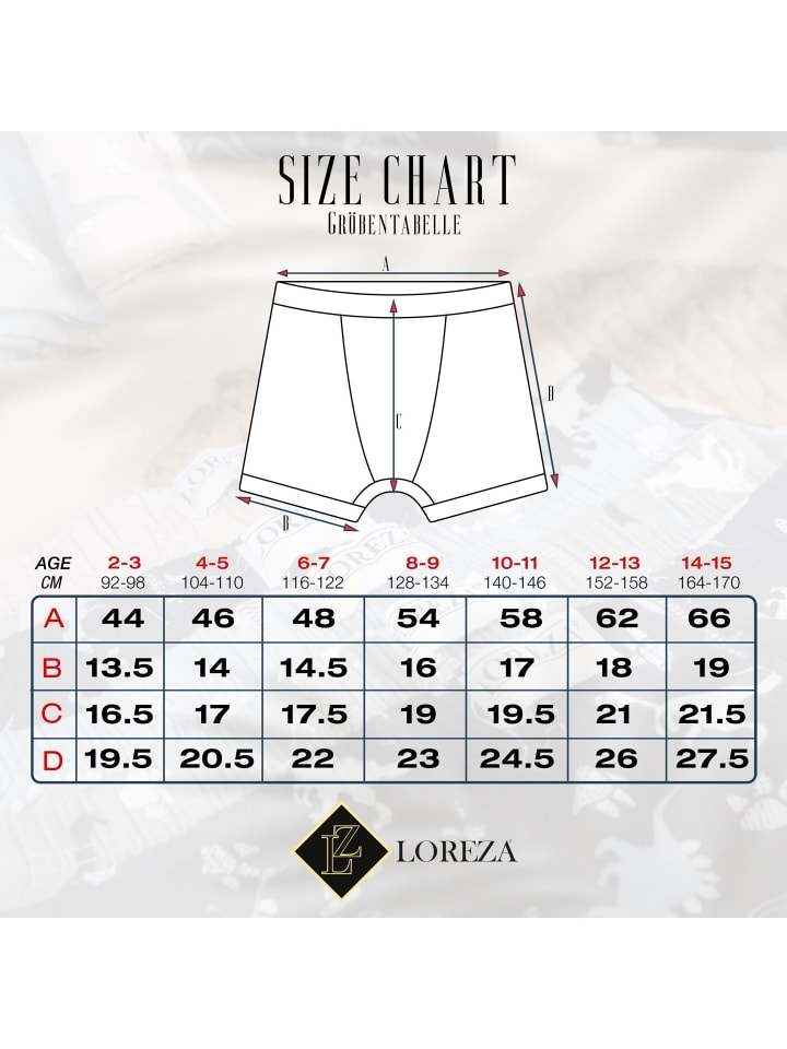 LOREZA 10er Set Boxershorts - Dinosaurier- Bunt günstig kaufen