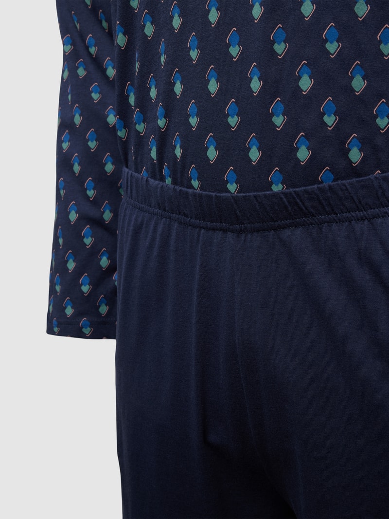 Pyjama mit Allover-Muster Modell 'PURE COTTON' in blau