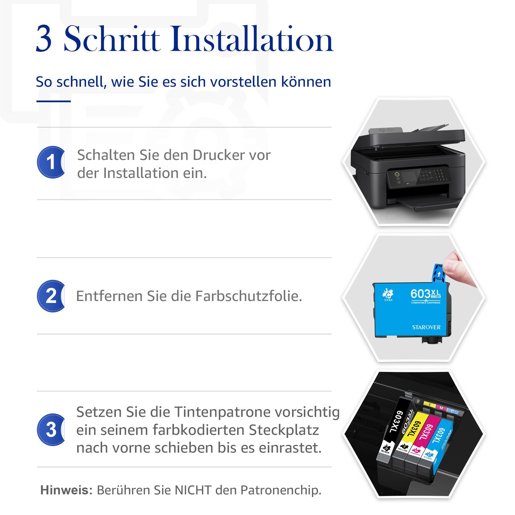 STAROVER Multipack Druckerpatronen Kompatibel für EPSON 603XL / 502XL Tintenpatrone (für EPSON 603 WF-2810 WF-2830 XP 2100 XP 2105 XP 2150 XP 2155 XP 3100 XP 3105 XP 3150 XP 3155 XP 4100 XP 4105 XP 4150 XP 4155)