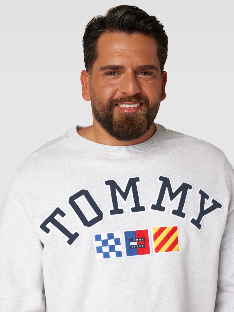 PLUS SIZE Sweatshirt mit Label-Stitching in hellgrau