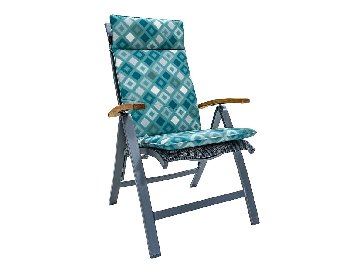 Madison Grids Sea Blue 120 x 50 Gartenstuhlkissen mit hoher Rückenlehne