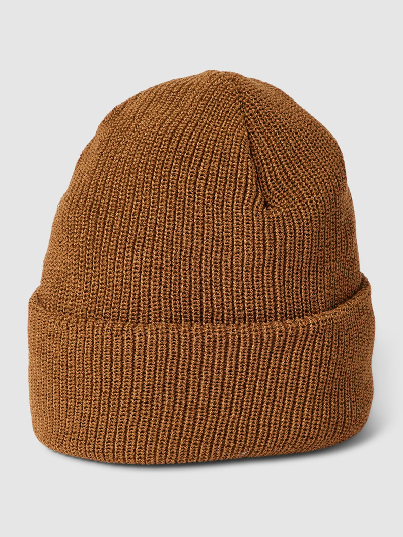 Beanie mit Label-Patch Modell 'Roamer' in cognac