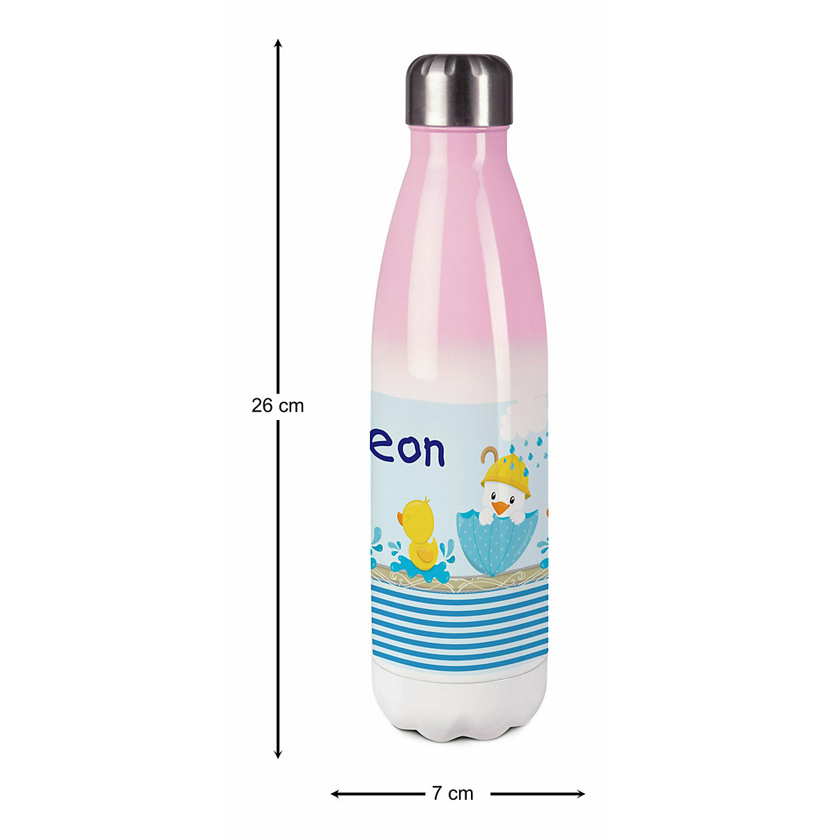 Edelstahl Kinder Thermoflasche / Trinkflasche bunt Ente Spülmaschinenfest, Auslaufsicher, Bruchfest, Doppelwandig, Für Heißgetränke geeignet, Mit Deckel, Isoliert