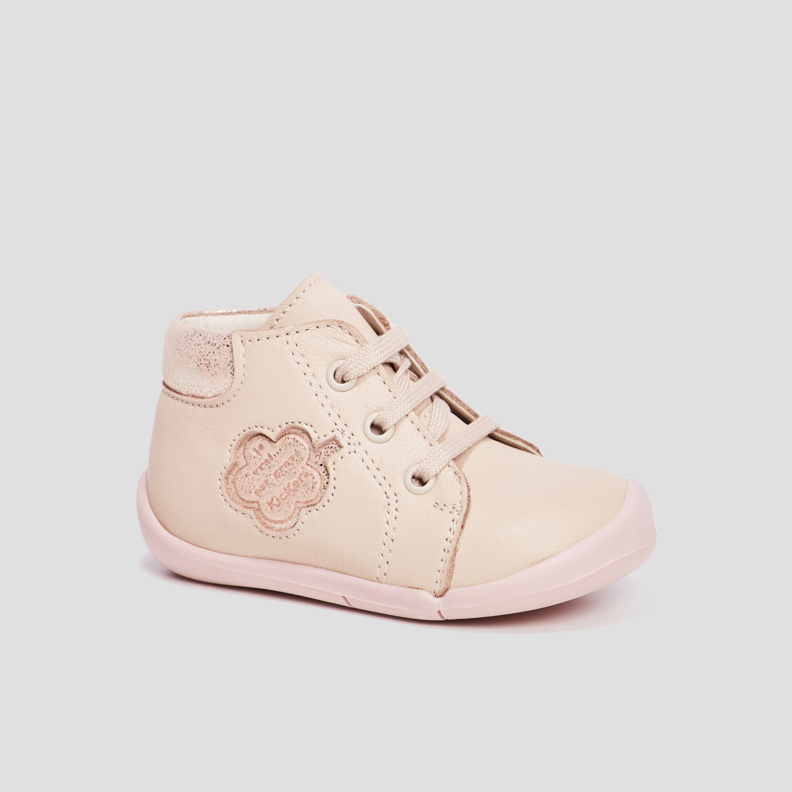 Bottillons en cuir Kickers Waouk rose bébé fille | La Halle